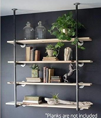 Industrial Retro Wall Mount Iron Pipe Shelf Hung Bracket Diy Storage Shelving Bookshelf (2 pcs) | Amazon (US)