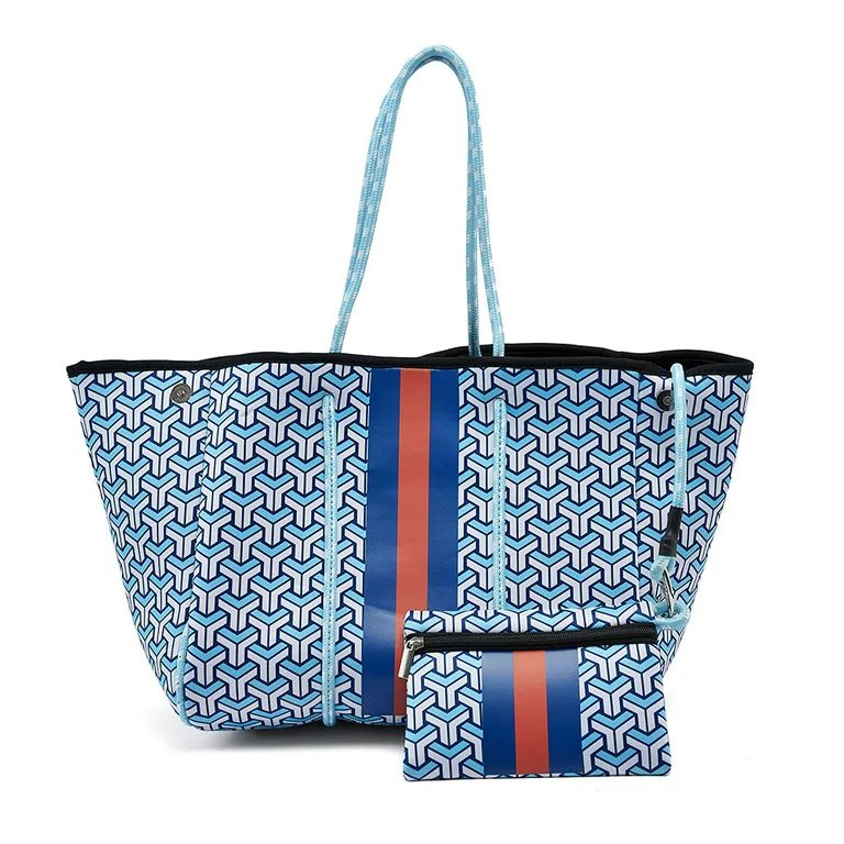 Fugua Women Neoprene Tote Bag Beach Bag Large Handbags with Zipper Pocket - Walmart.com | Walmart (US)