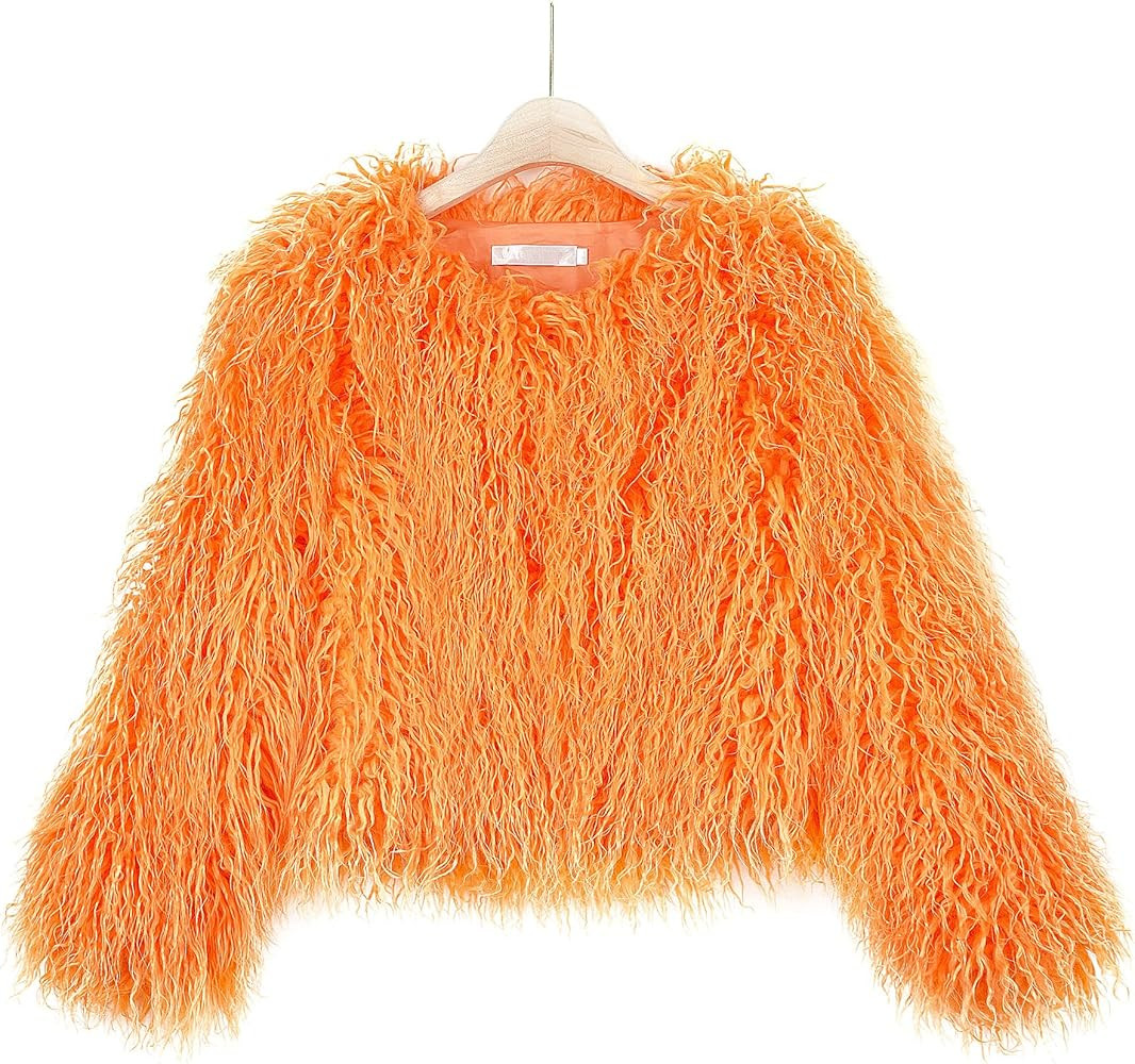 YUAKOU Women's Shaggy Faux Fur Outwear Coat Jacket Long Sleeve Warm Winter | Amazon (US)