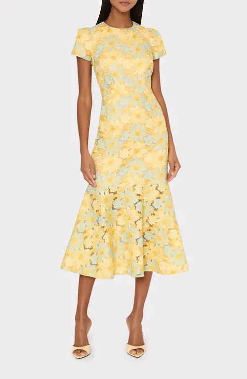 Milly Tahlia Floral Lace Dress in Yellow Multi at Nordstrom, Size 10 | Nordstrom