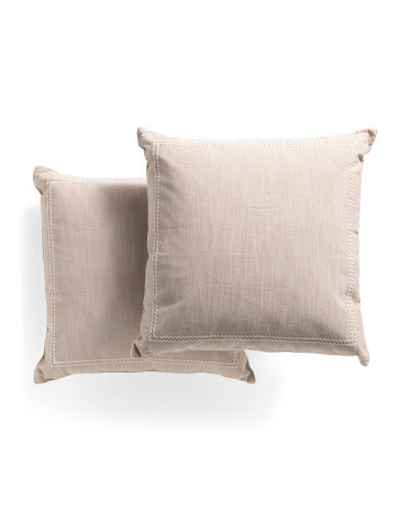 20x20 Set Of 2 Chambray Pillows With Embroidered Border | TJ Maxx