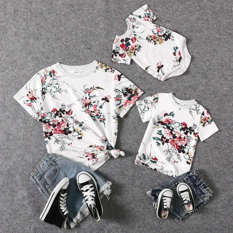 All Over Floral Print Short-sleeve T-shirts for Mom and Me | PatPat