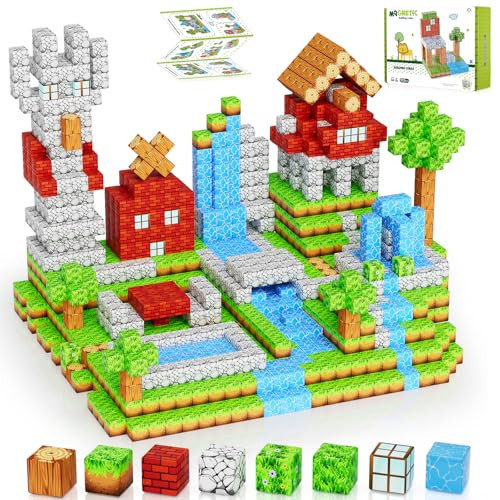 Magnetic Blocks 103PCS 1 inch Magnetic Building Blocks, Magnet Tiles Stacking Cubes Toy for Kids Build Forest World Set, STEM Game Toys for Boys Girls Age 3 4 5 6 7 8 Year Old Christmas Birthday Gifts | Amazon (US)
