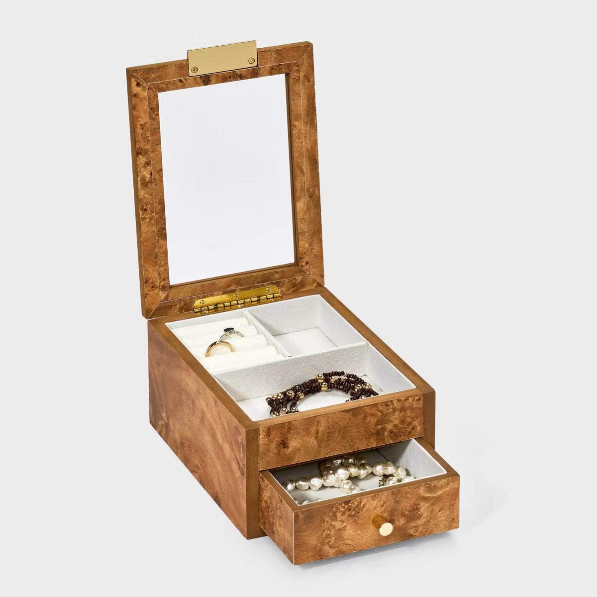 Small Burlwood Veneer Jewelry Organizer Box - A New Day™ Brown | Target