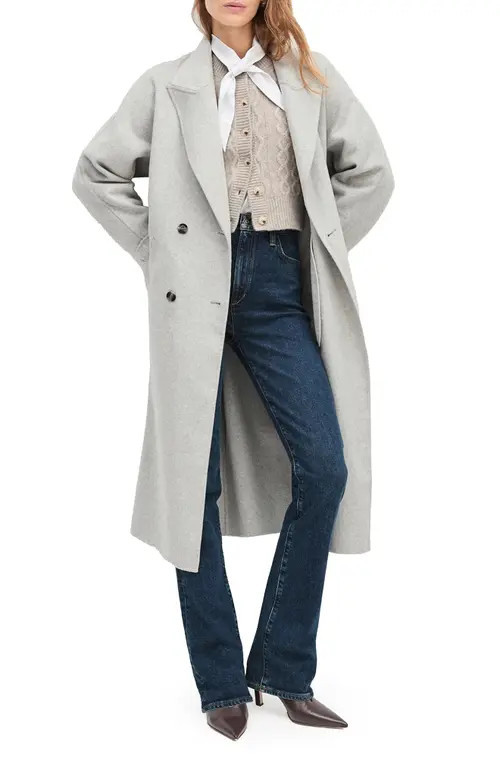 Favorite Daughter The Luca Wool Blend Double Breasted Coat in Light Gray at Nordstrom, Size Medium | Nordstrom