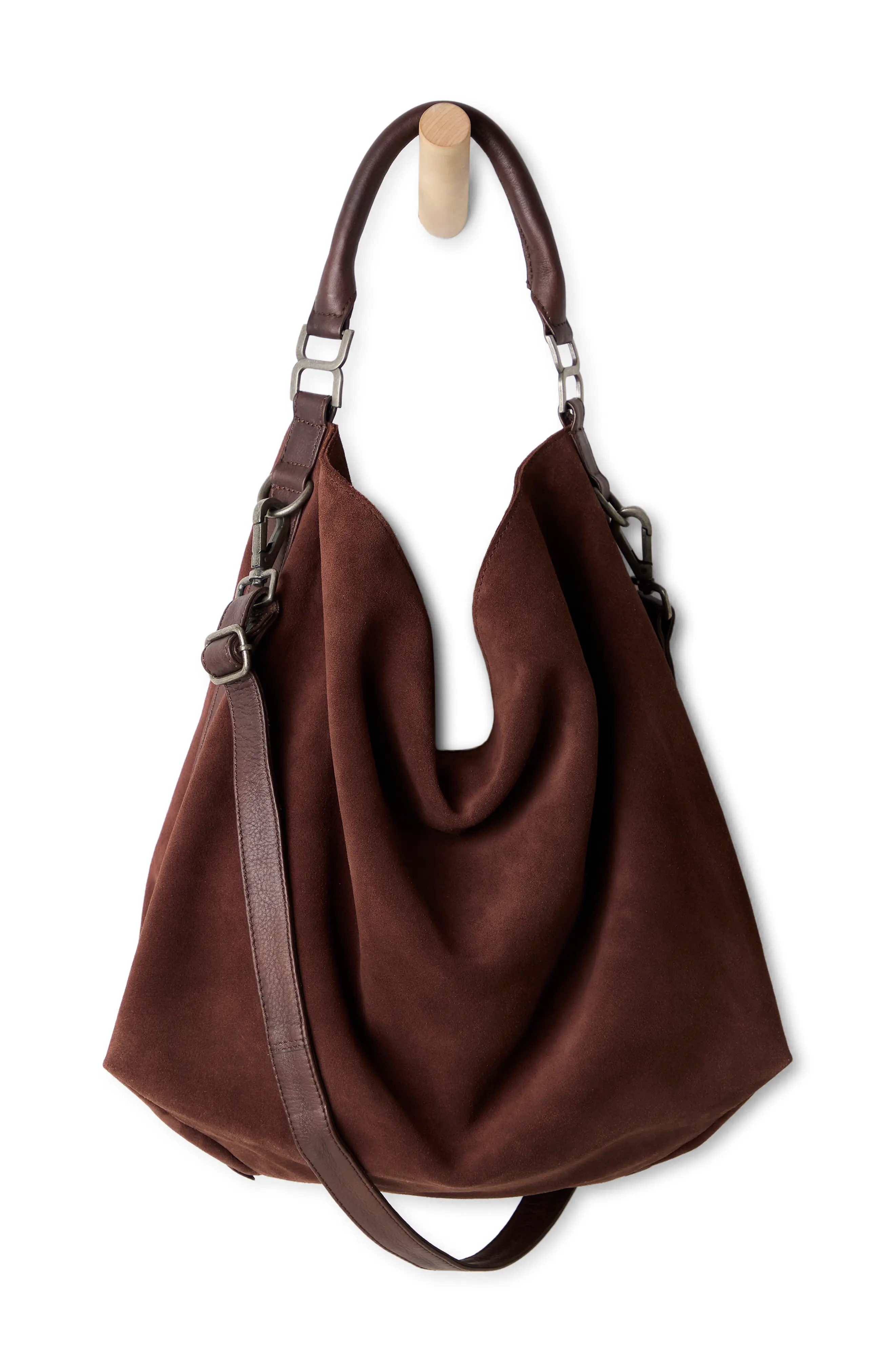 Free People Suzie Suede Slouch Tote in Espresso at Nordstrom | Nordstrom
