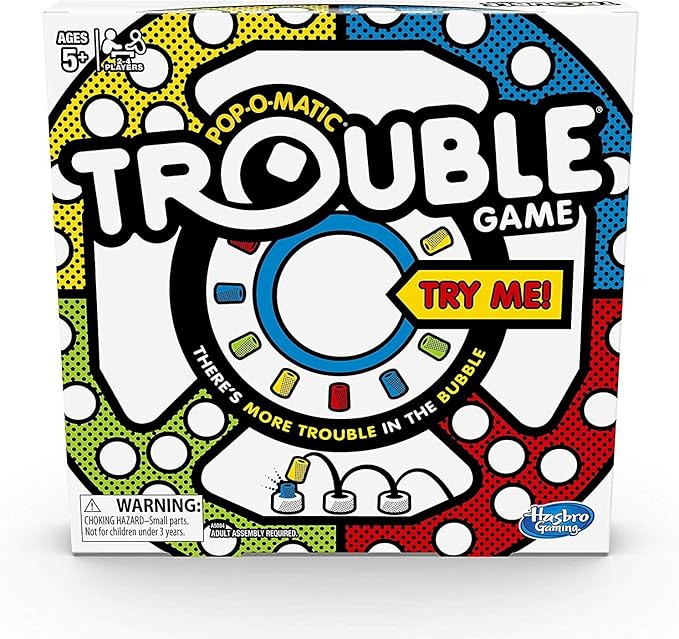 Hasbro Trouble Board Game - 1 Set, Classic Pop-O-Matic Race Game for Ages 5 and Up, 2 to 4 Player... | Amazon (US)