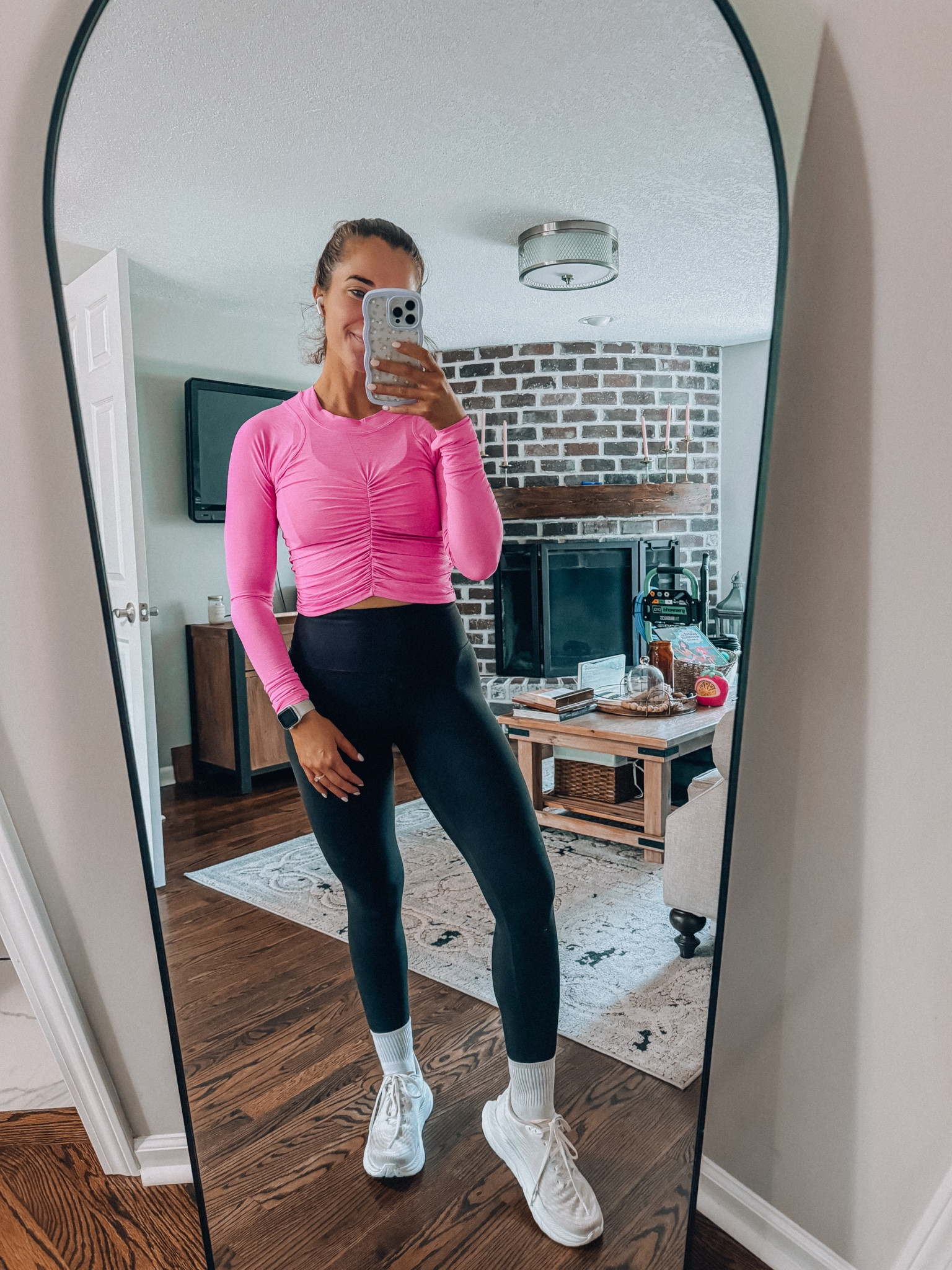 Cannot say no to a top that has ruching on it! So flattering! Love this free people movement workout top! Comes in a ton of colors. Wearing a small in both top and bottoms. 

#LTKFindsUnder100 #LTKActive #LTKFitness