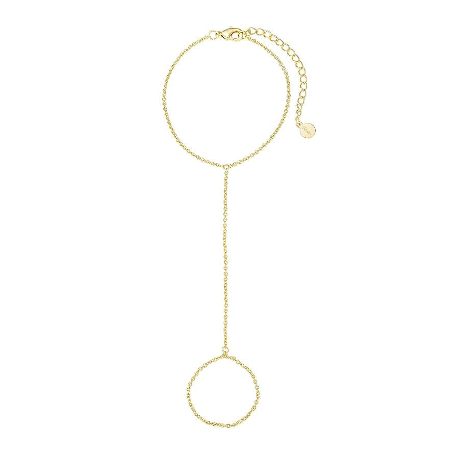 Amazon.com: Faire de la Mode Gold Plated Bracelet Ring Hand Chain for 4-8 Ring Sizes – 14k Gold... | Amazon (US)