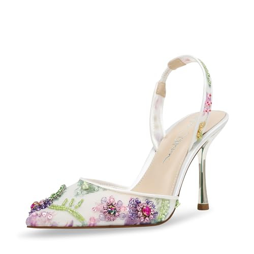 Betsey Johnson Women's Velma Sling-Back Pump, Ivory Multi, 11 | Amazon (US)