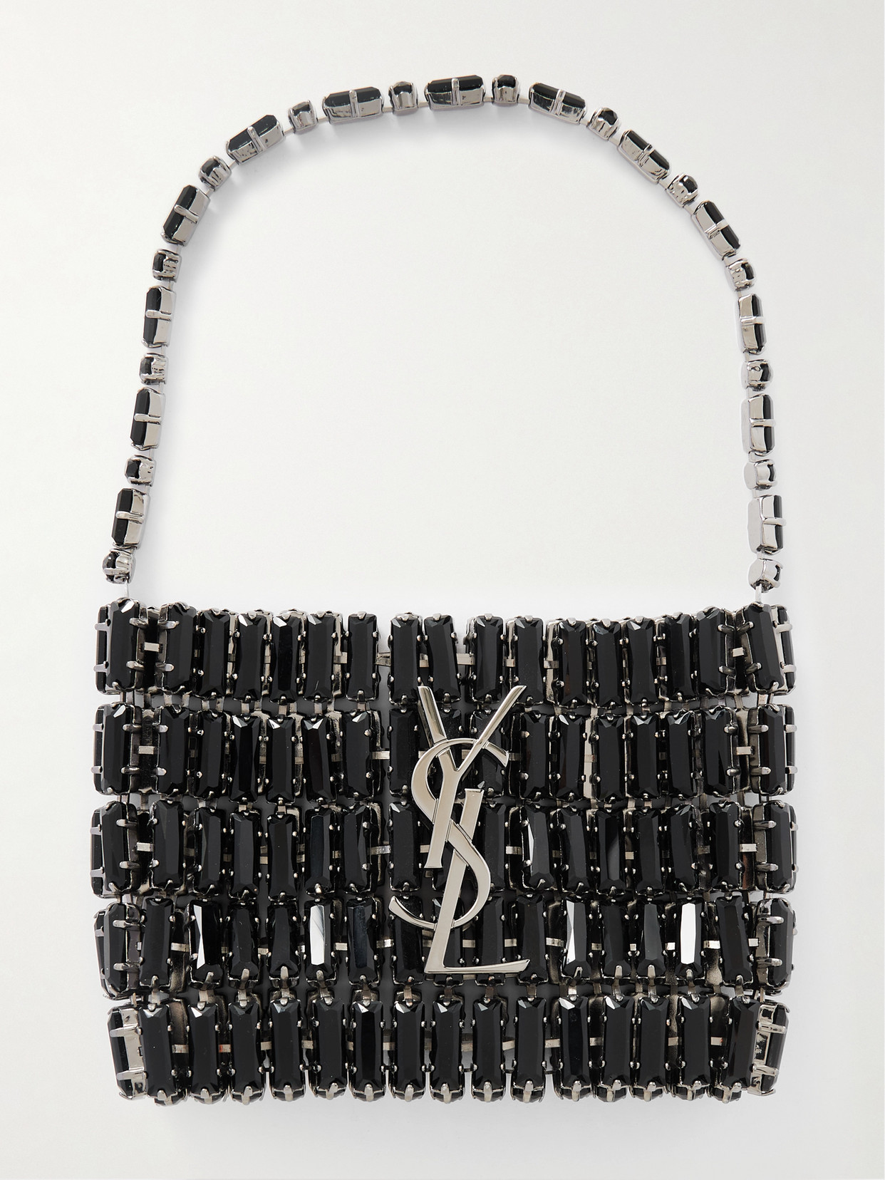 SAINT LAURENT - Evening Micro Crystal-embellished Chainmail Shoulder Bag - Black | NET-A-PORTER (US)