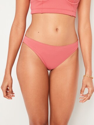 Mid-Rise Piqué Classic Bikini Swim Bottoms for Women | Old Navy (US)