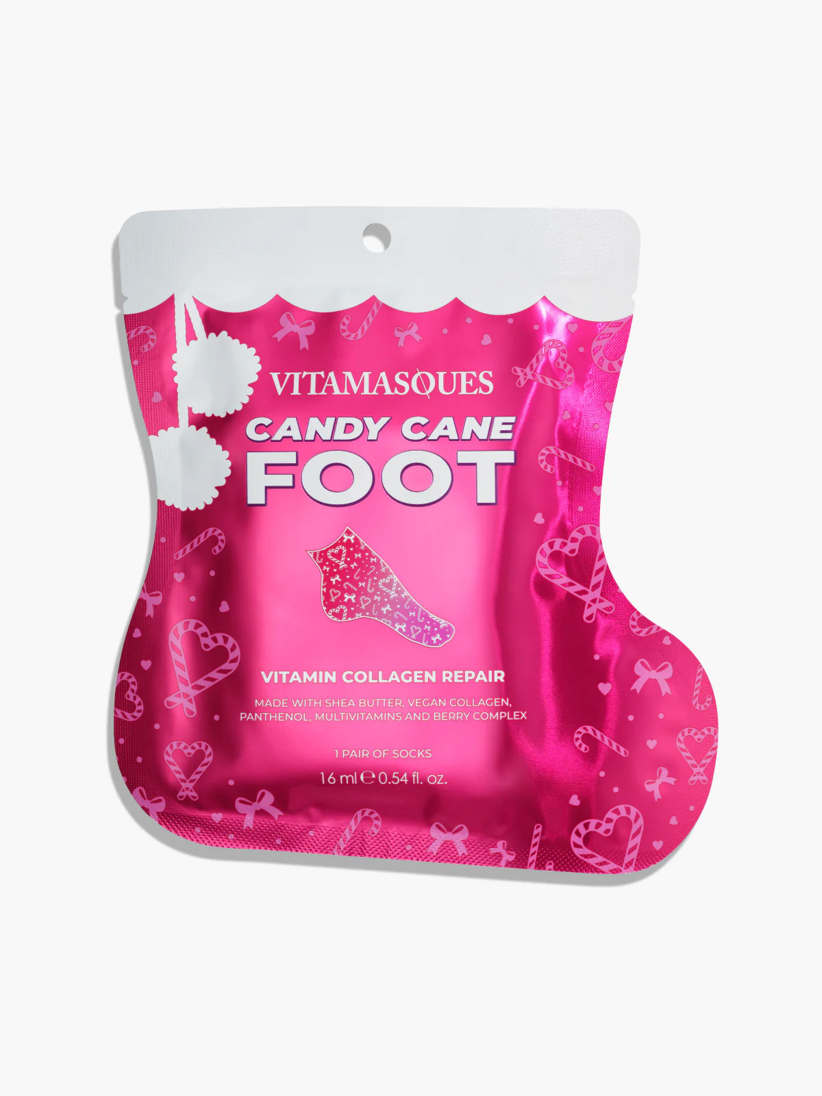 Candy Cane Foot Mask - Collagen Vitamin Repair | Vitamasques (US)