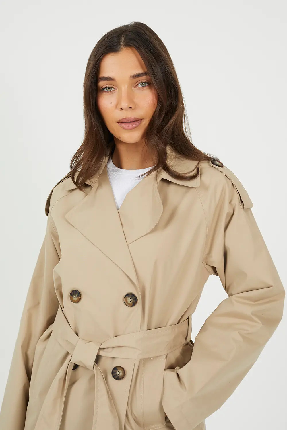 Jackets & Coats | Double Breasted Short Mac with Self Tie Belt | Brave Soul | Debenhams UK