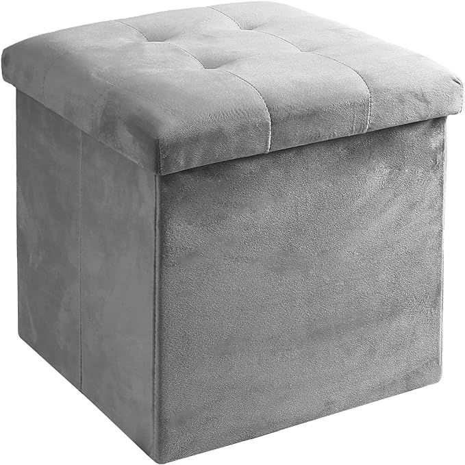 DEARYOU Velvet Tufted Storage Ottoman Cube,Folding Storage Ottoman,Small Footrest,Toy Box Chest w... | Amazon (US)