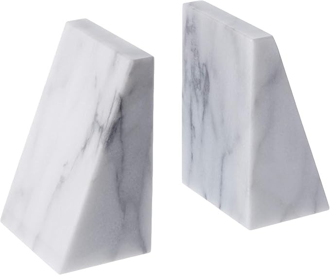 Fox Run Triangular 100% Natural Polished White Marble Bookends 4 x 3 x 6 inches | Amazon (US)