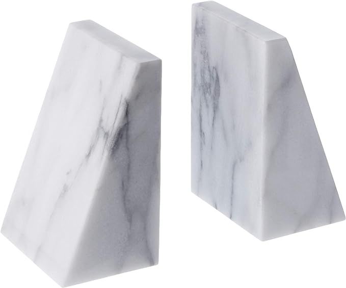 Fox Run Triangular 100% Natural Polished White Marble Bookends 4 x 3 x 6 inches | Amazon (US)