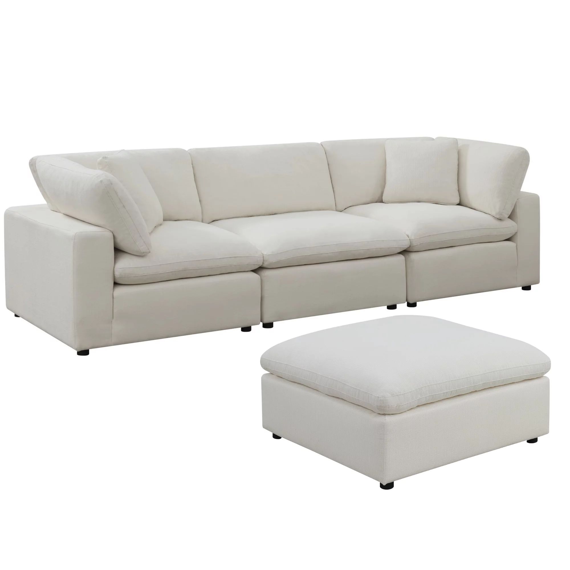 Cloud Down Modular Sectional Sofa 4-Piece Reversible Chaise Feather Couch | Walmart (US)