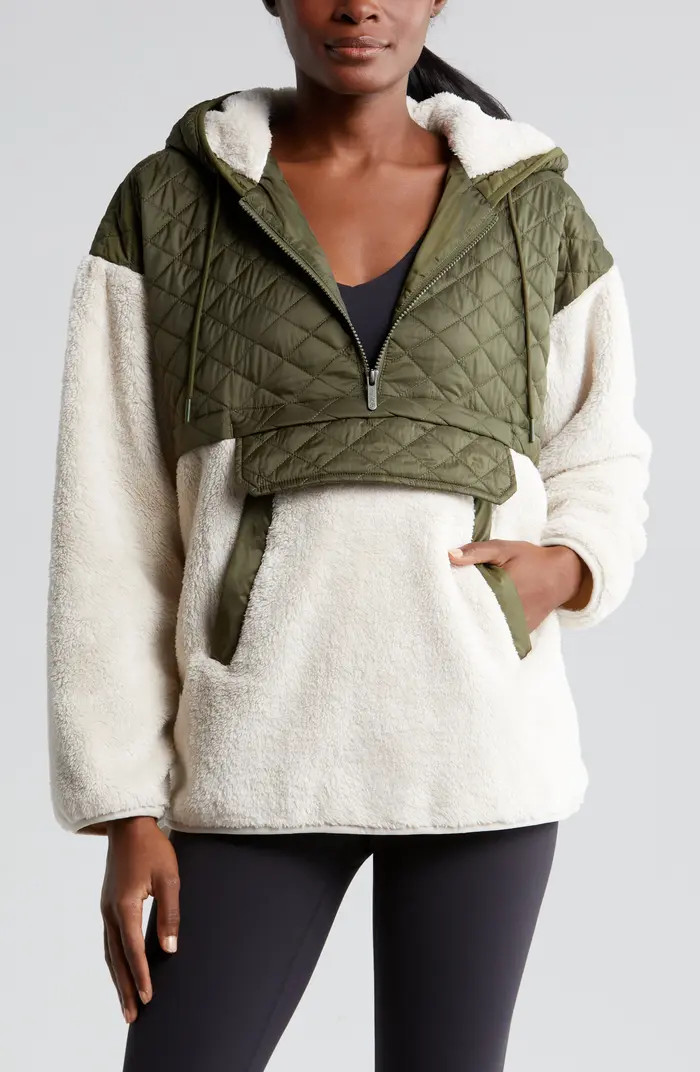 Zella Hybrid Faux Shearling Hoodie | Nordstrom | Nordstrom