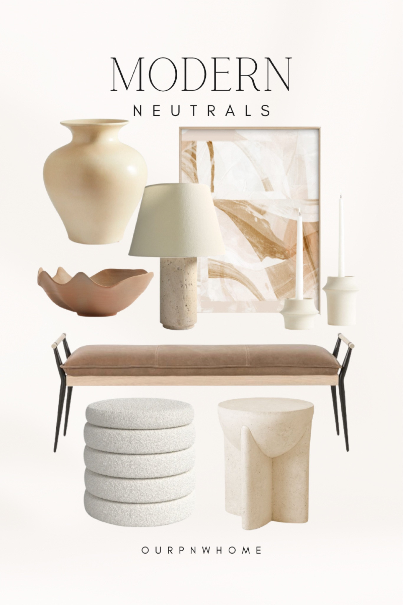 Modern neutral home finds!

Abstract wall art, floor vase, travertine lamp, urn vase, modern candlestick, scalloped bowl, terracotta bowl, leather bench, ottoman, modern end table, modern home, neutral home, living room furniture 

#LTKstyletip #LTKhome #LTKFind