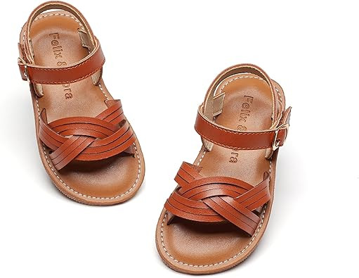 Felix & Flora Toddler Girl Sandals -Flower Girl Dress Shoes Open Toe Little Kid Summer Flats | Amazon (US)