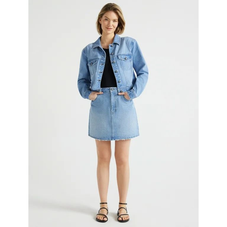 Scoop Women’s Crop Jean Jacket, Sizes XS-XXL - Walmart.com | Walmart (US)