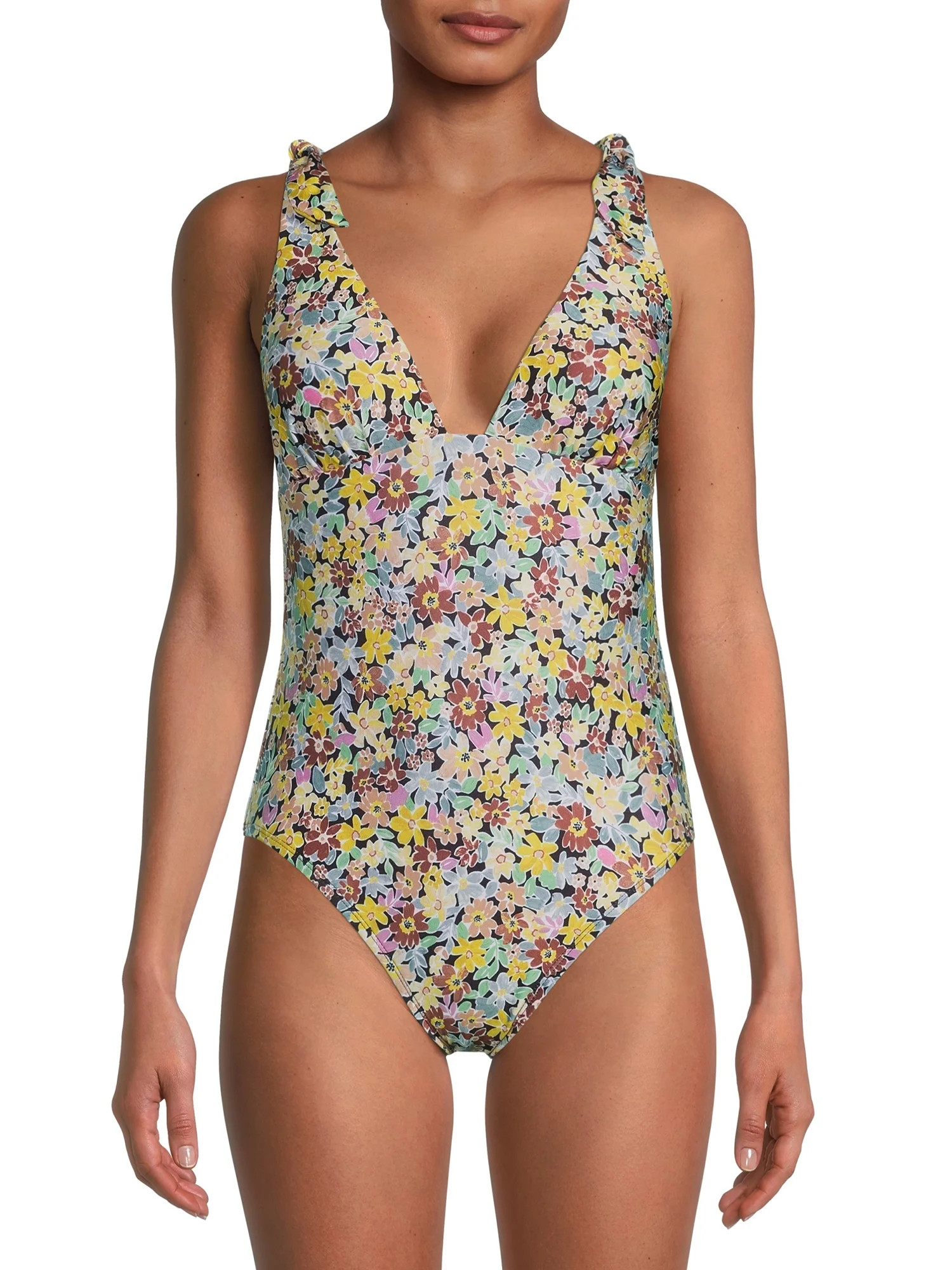 Social Angel Women's Tie Shoulder One Piece Swimsuit - Walmart.com | Walmart (US)