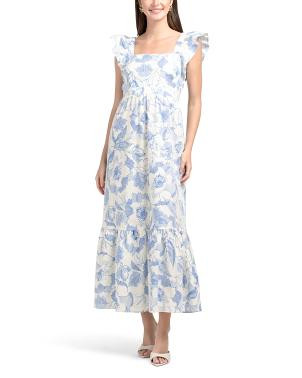 Ruffle Sleeve Square Neck Maxi Dress | TJ Maxx