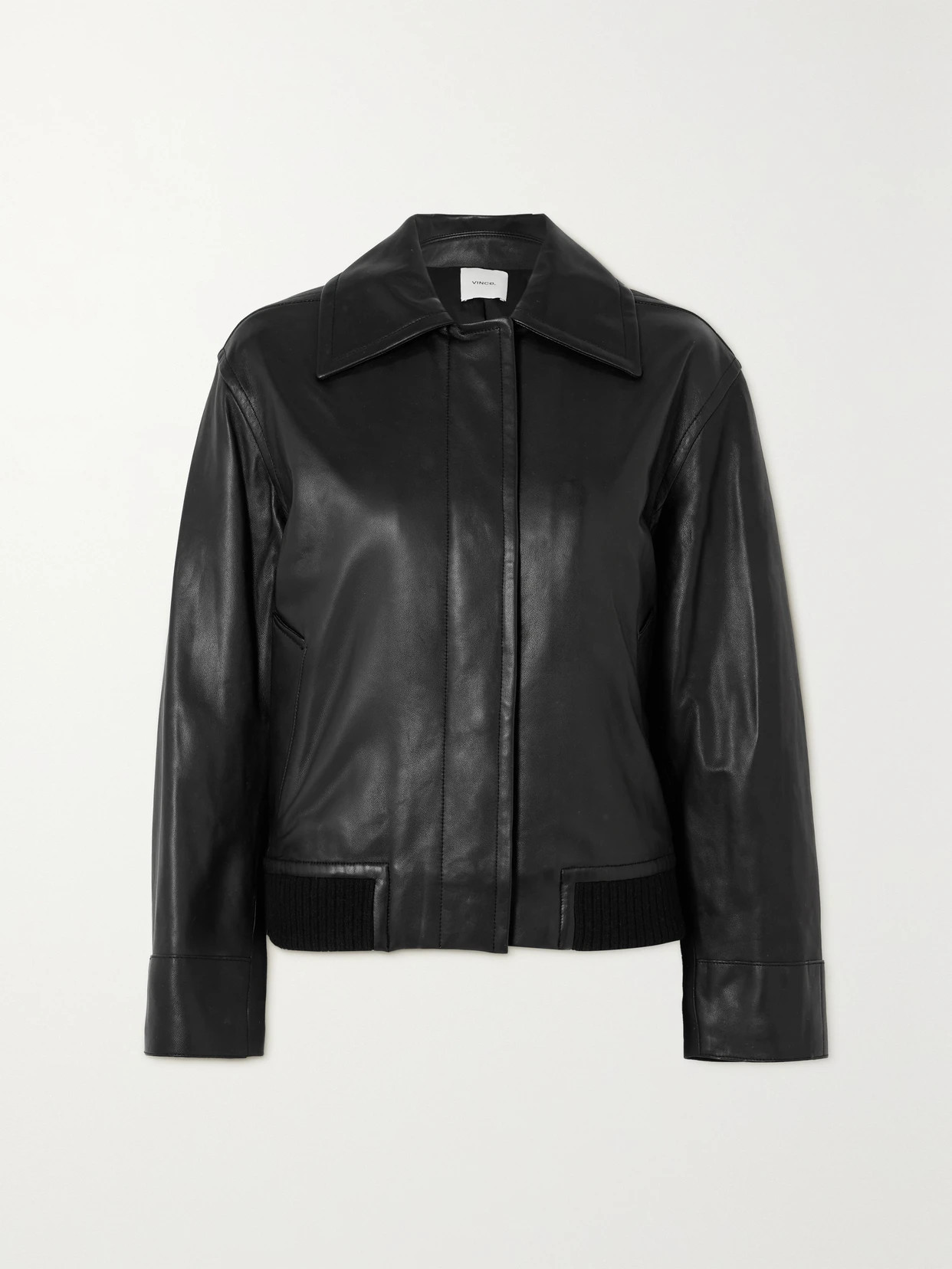 VINCE - Leather Bomber Jacket - Black | NET-A-PORTER (UK & EU)