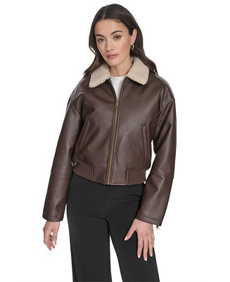 Women's Sherpa Collar Bomber Jacket | Macy's