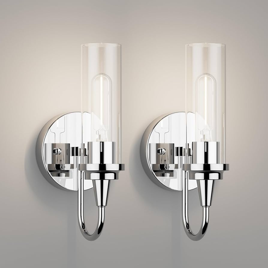 Aipsun Chrome Wall Sconces Set of Two, Sconces Wall Lighting Hardwired Wall Sconce Indoor Wall Li... | Amazon (US)