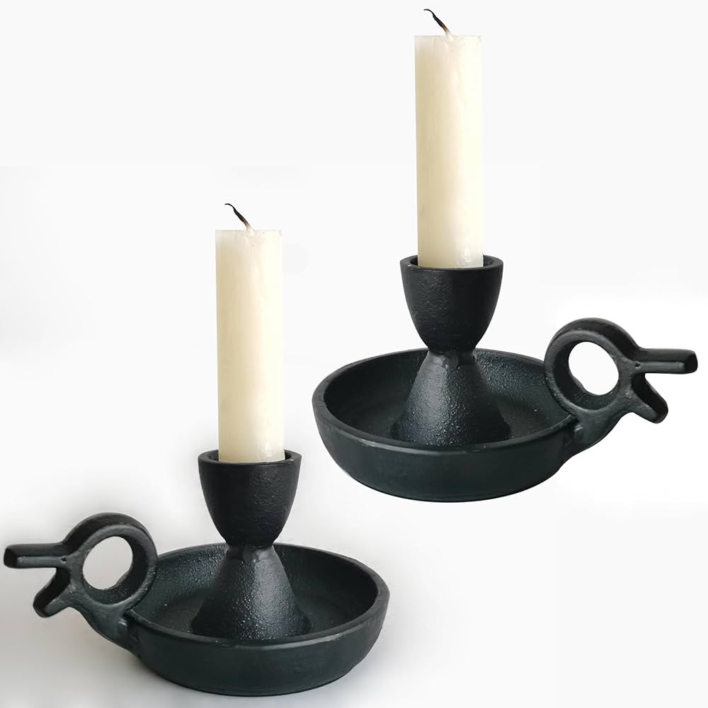 Iron Taper Candle Holders Set of 2, Black Metal Candlestick for Table Centerpieces, Wedding Decor... | Amazon (US)