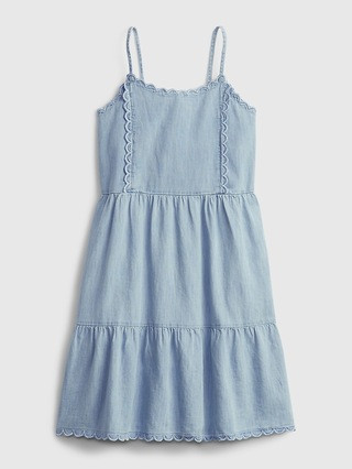 Kids Scalloped Tiered Denim Dress | Gap (US)