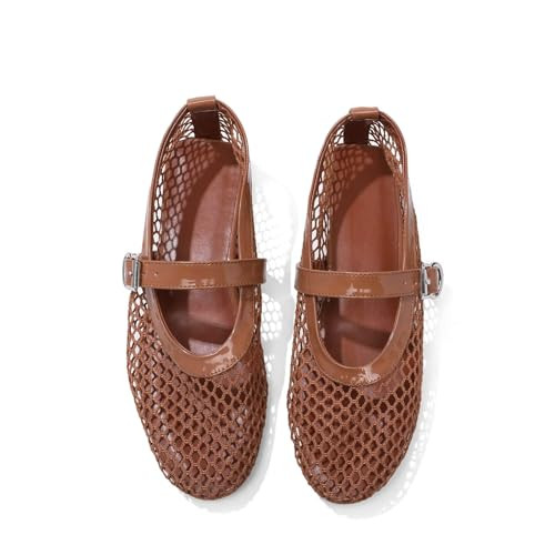 Mesh Flats for Women Ballerina Comfortable Mule Casual Round Toe Buckle Strap Ballet Mary Jane Sh... | Amazon (US)