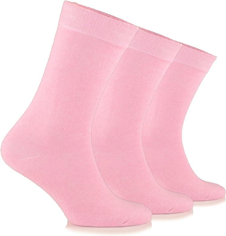 Junix Women’s Crew Casual Cotton Socks 3 Pack Business Dress for Shoe Size 6-9 & 9-12 | Amazon (US)