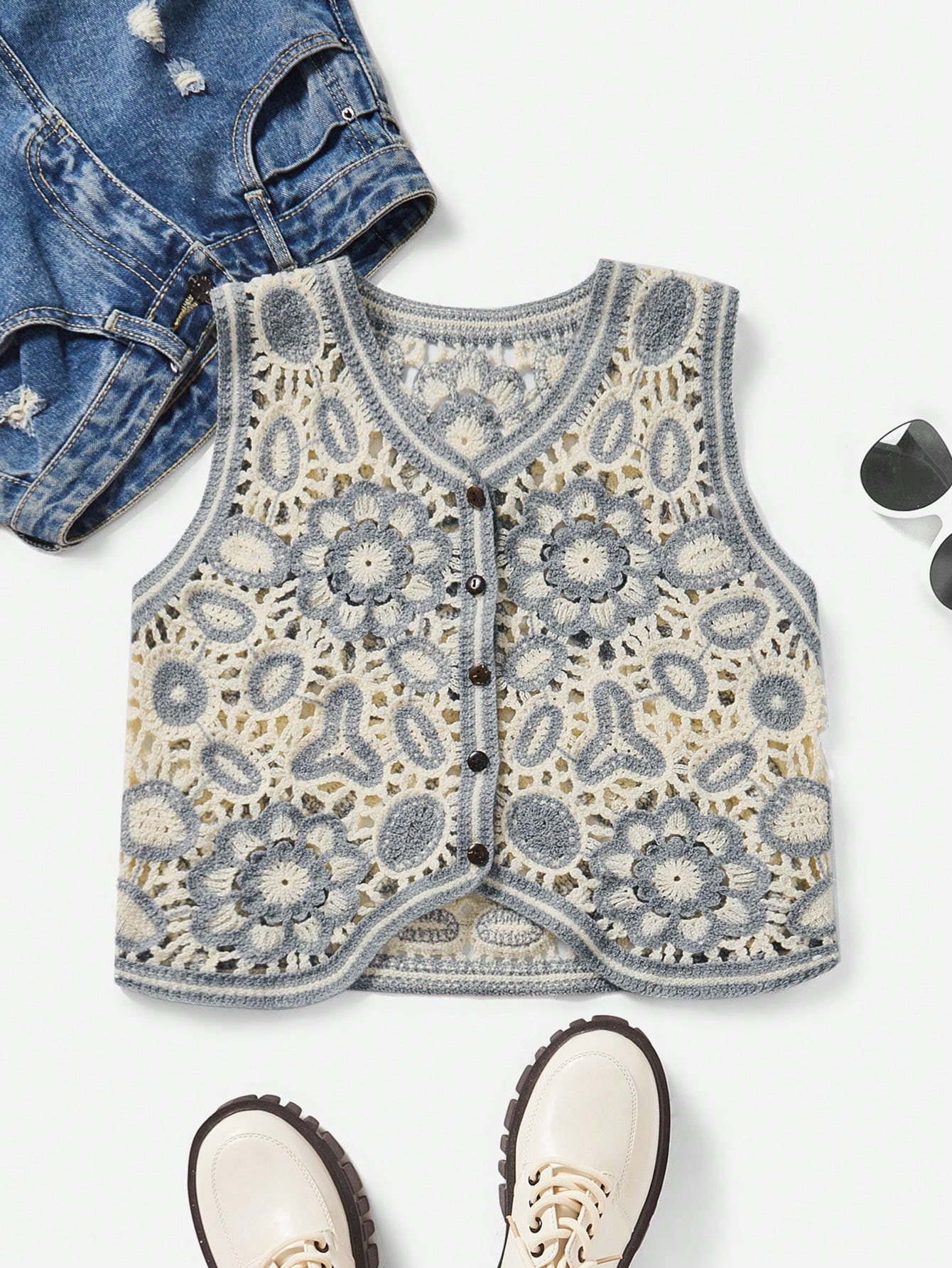 SHEIN MOD Floral Knit Sweater Vest | SHEIN USA | SHEIN