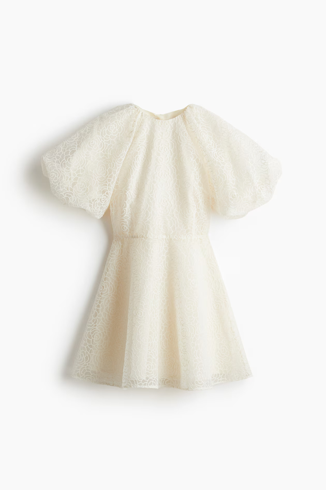 Embroidered tie-back dress - Cream - Ladies | H&M GB | H&M (UK, MY, IN, SG, PH, TW, HK)