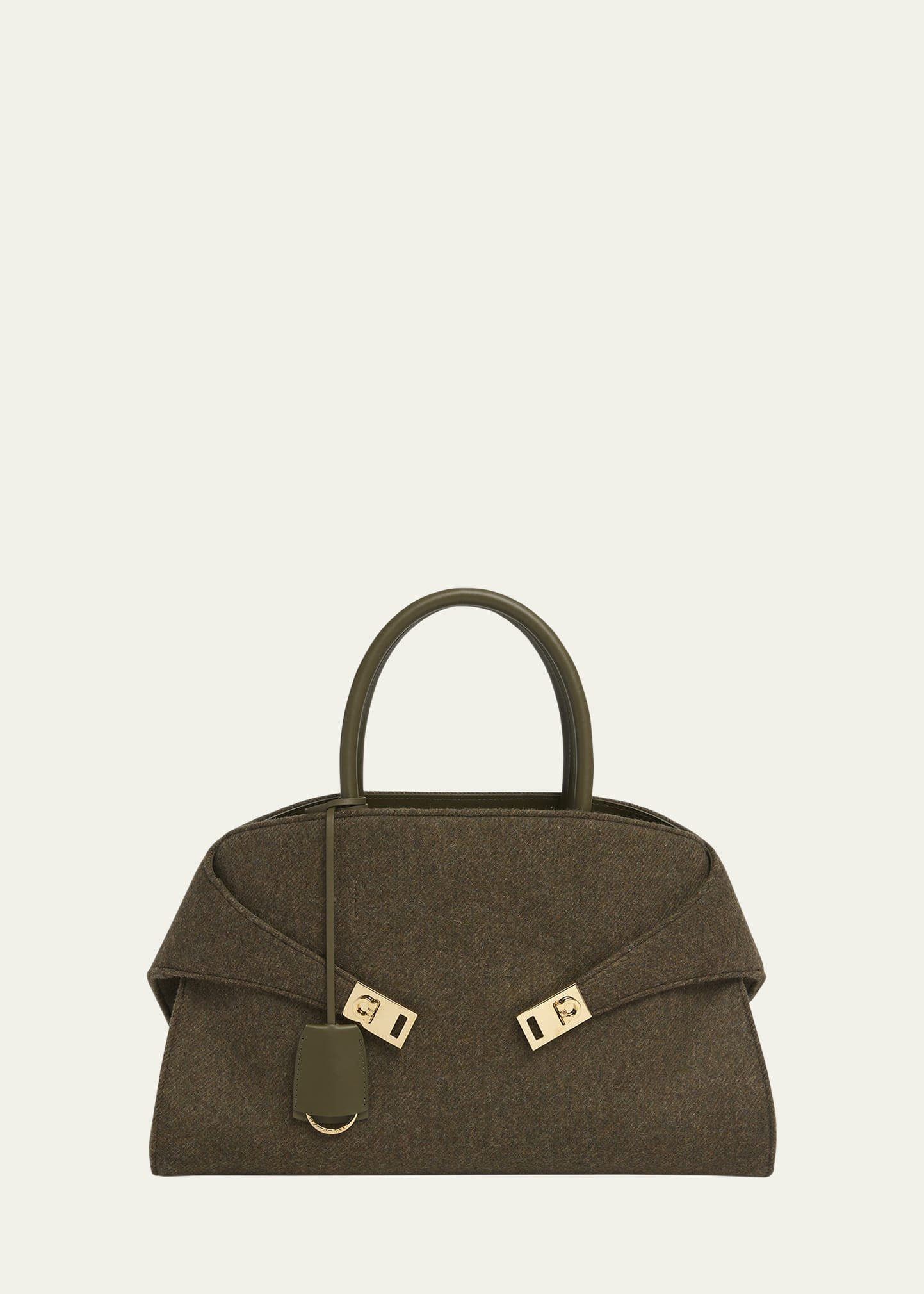 Ferragamo Hug Medium Wool Felt Top-Handle Bag | Bergdorf Goodman