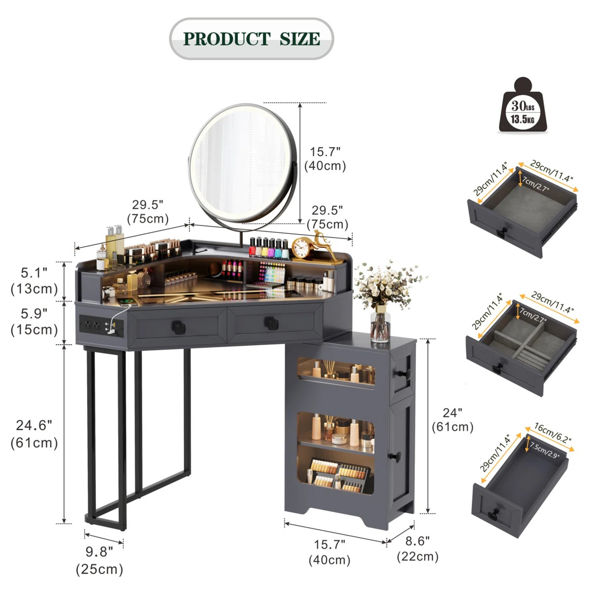 Machalik Corner Makeup Vanity With Mirror | Wayfair North America