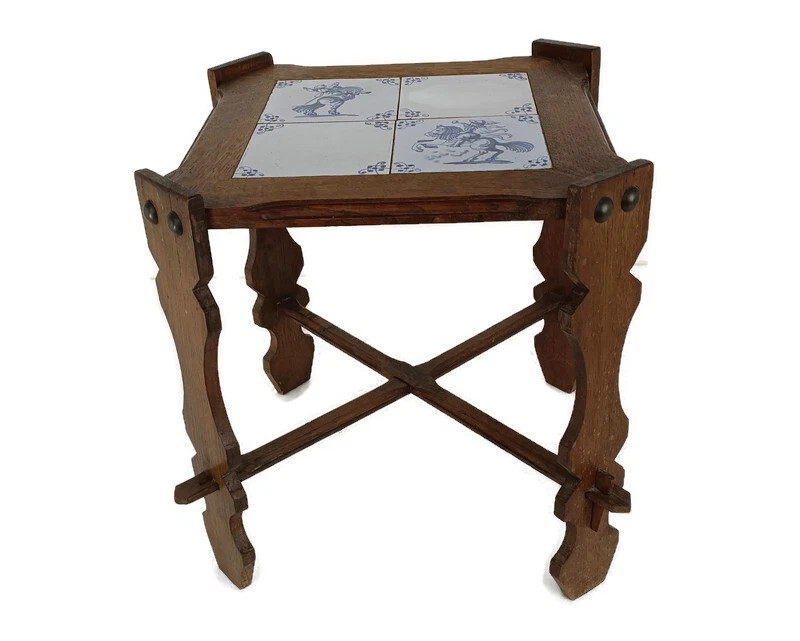 Side Occasional Wine coffee table wood Ceramic antique Delft tiles Hunt Gorgous   | eBay | eBay US