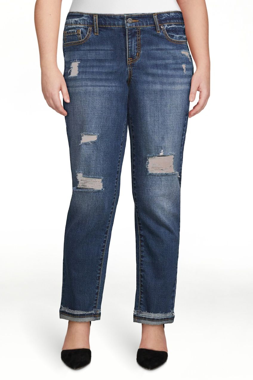 Sofia Jeans Women's Bagi Boyfriend Mid-Rise Distressed Jeans - Walmart.com | Walmart (US)