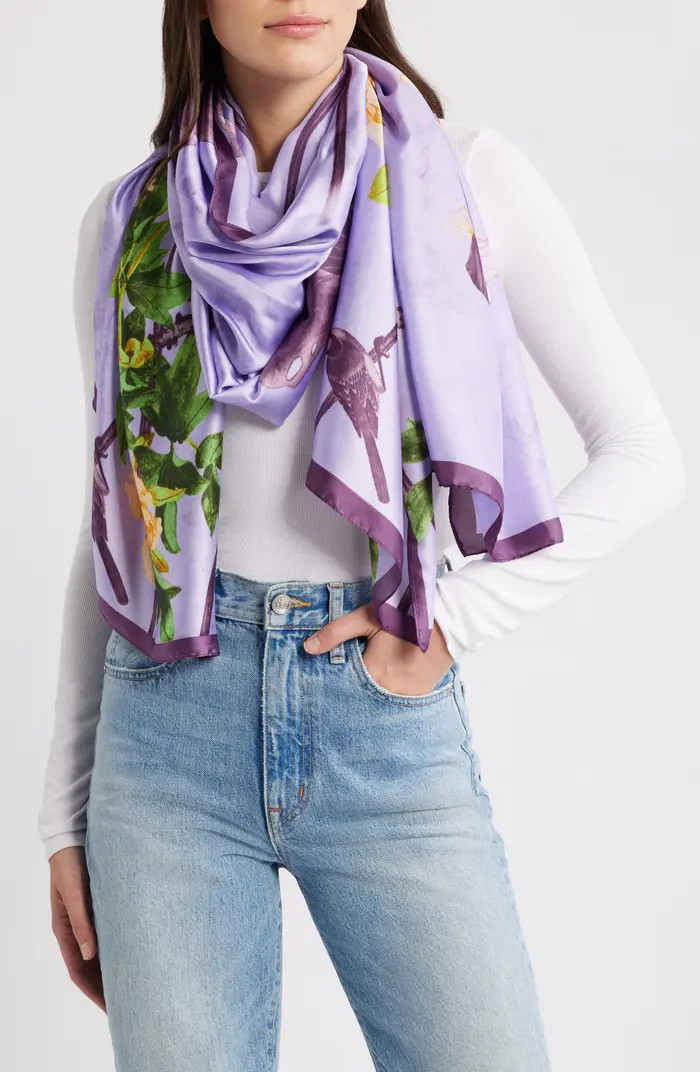 Floral Print Satin Scarf | Nordstrom