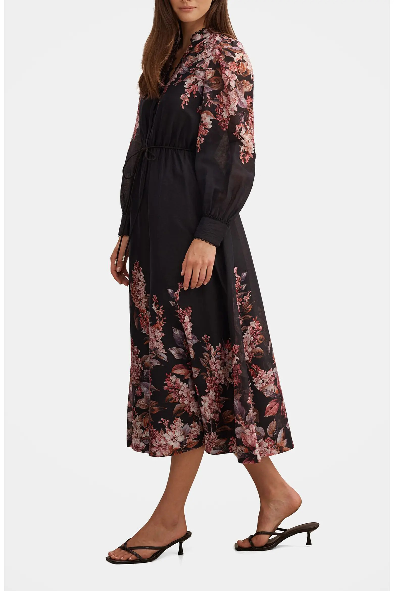 Courtney Floral Long Sleeve Midi Dress (Women) | Nordstrom | Nordstrom