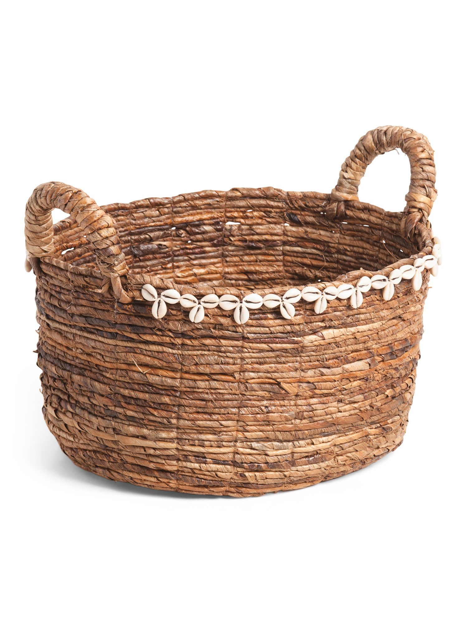 Medium Natural Oval Basket With Shell Detail | TJ Maxx