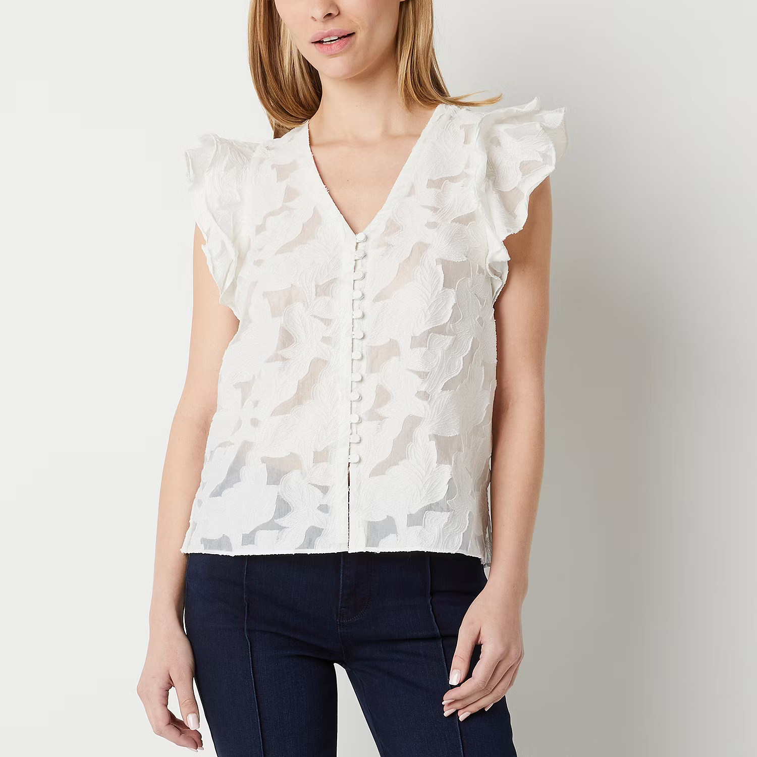Ryegrass Womens V Neck Short Sleeve Blouse | JCPenney