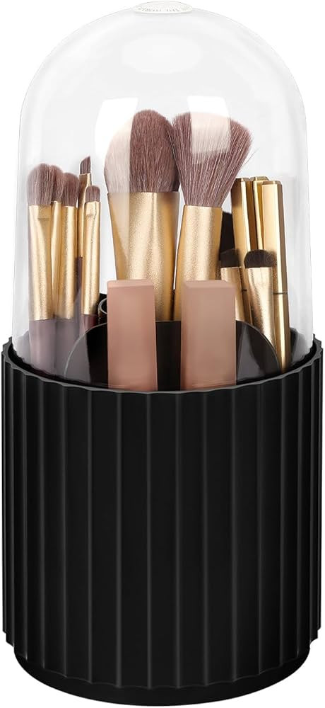JessLab Makeup Brush Holder Organizer with Lid, 360 Degree Rotatable Makeup Brush Organizer Spinn... | Amazon (US)