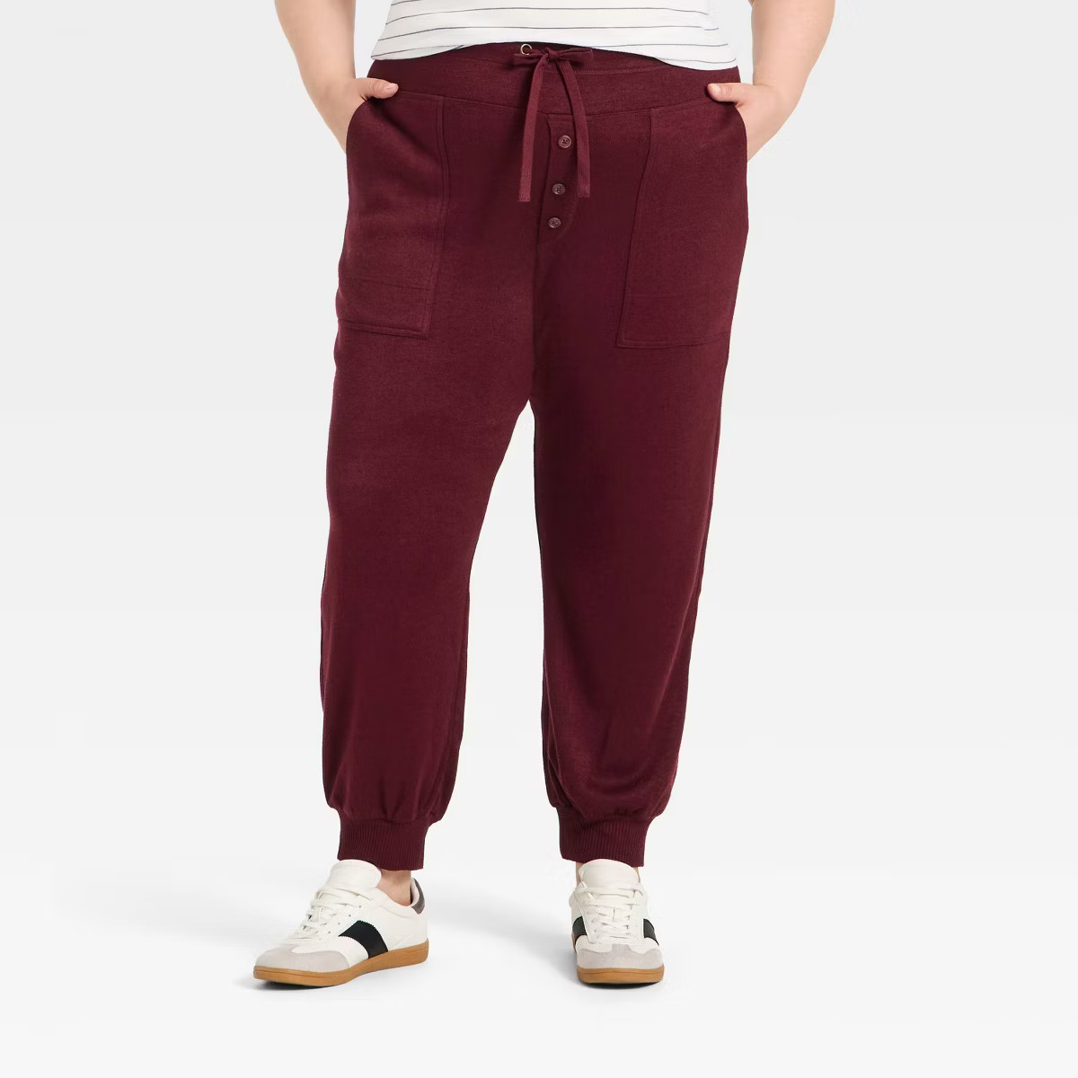Women's High-Rise Knit Joggers - Universal Thread™ Burgundy 3X | Target