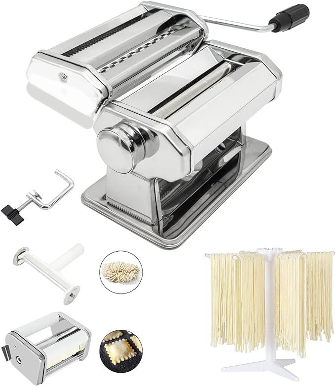 MZTOGR Pasta Maker Machine, Set of 6 Piece 150mm Steel Noodle Maker Machine with 9 Adjustable Thi... | Amazon (US)