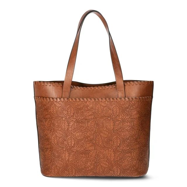 The Pioneer Woman Large Tote Bag with Tooled Pocket, Women’s | Walmart (US)