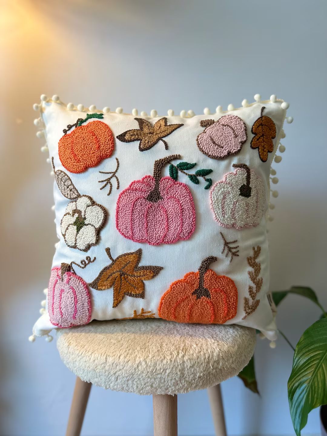 Handmade Pillow Cover Halloween Pumpkin Decorative Pillow - Etsy | Etsy (US)